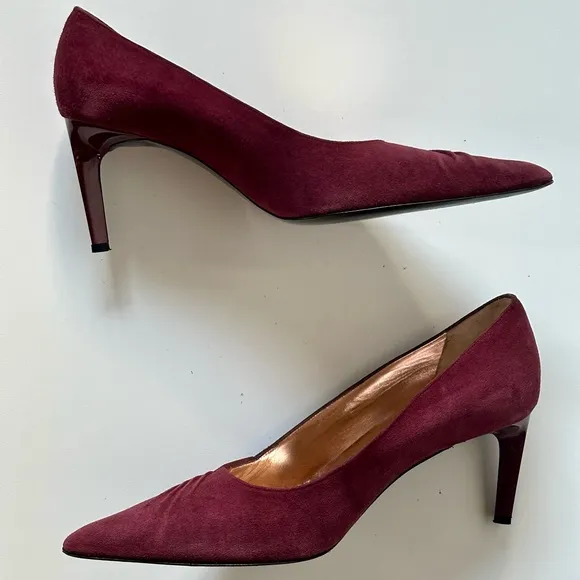 EUC Christian Lacroix Burgundy Suede Pumps, Box, size 8.5