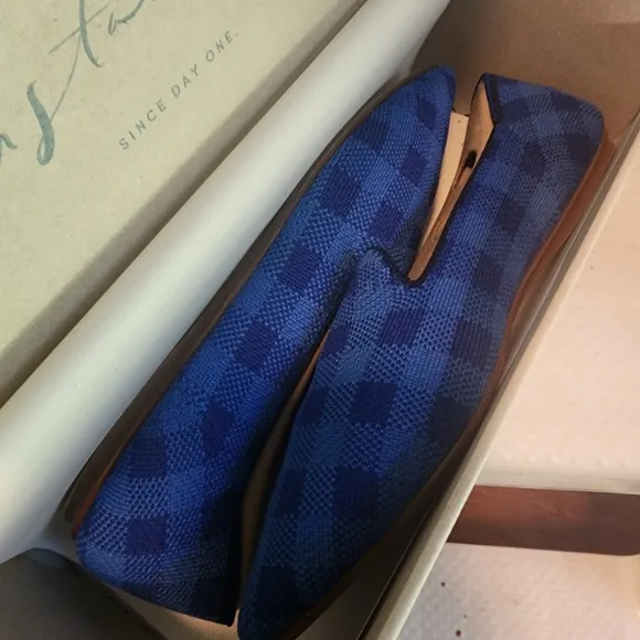 EUC Rothy's Limited Edition Lazuli Gingham Chrck The Point Flat