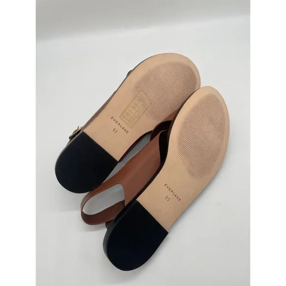Everlane The City Crossover Sandal Flats Womens Sz 9.5 Rum Brown Leather