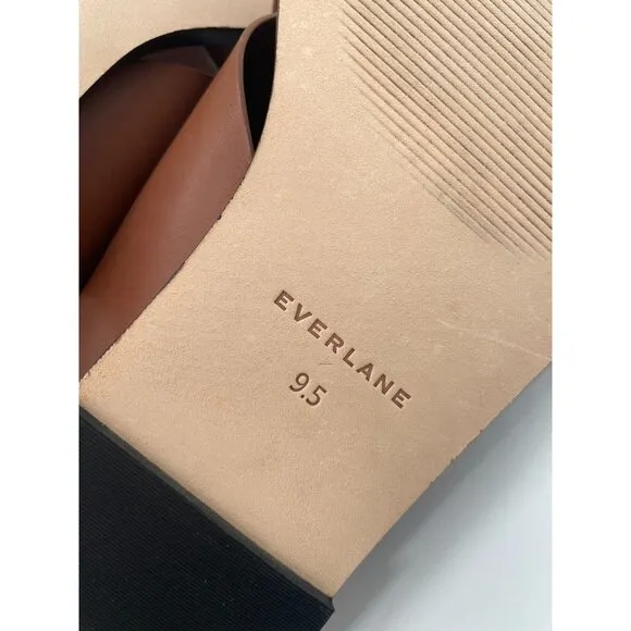 Everlane The City Crossover Sandal Flats Womens Sz 9.5 Rum Brown Leather