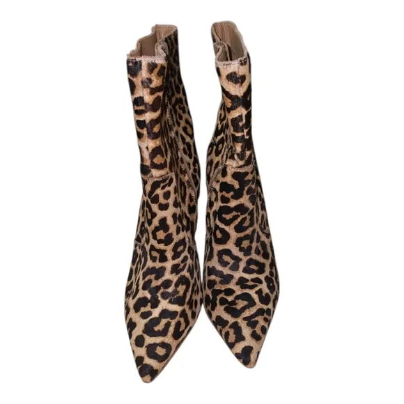 Express Stiletto Calf Hair Leather Leopard Print Women's Ankle Boots Size 9
