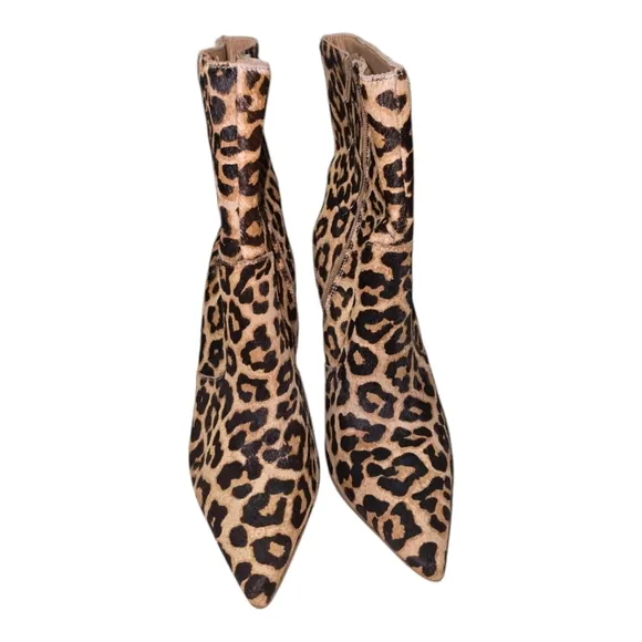 Express Stiletto Calf Hair Leather Leopard Print Women's Ankle Boots Size 9