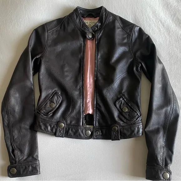 EZRA FITCH By Abercrombie &amp; Fitch Moto Brown Leather Jacket Brown Medium