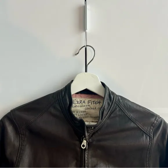 EZRA FITCH By Abercrombie &amp; Fitch Moto Brown Leather Jacket Brown Medium