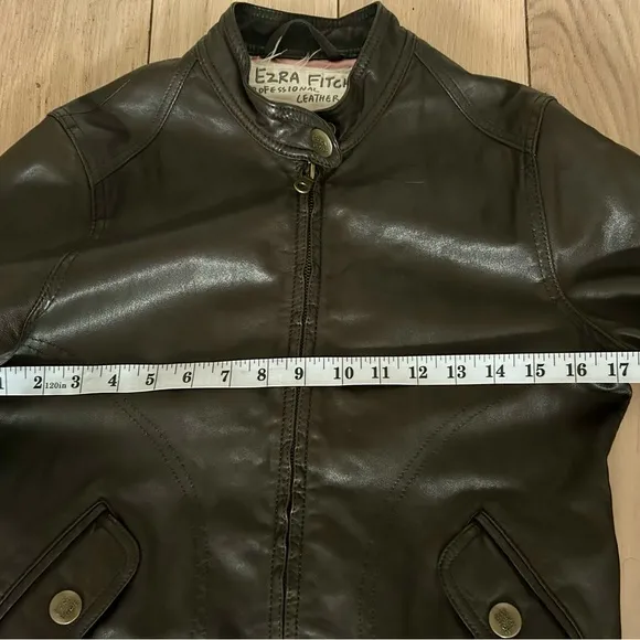 EZRA FITCH By Abercrombie &amp; Fitch Moto Brown Leather Jacket Brown Medium
