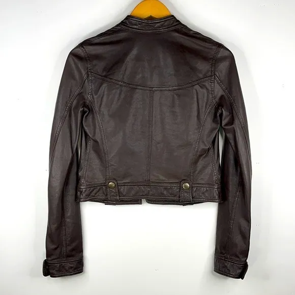 EZRA FITCH By Abercrombie &amp; Fitch Moto Brown Leather Jacket Brown Medium