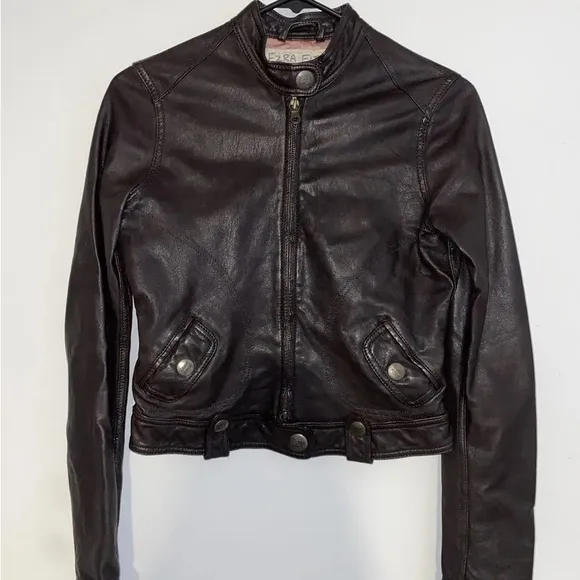 EZRA FITCH By Abercrombie &amp; Fitch Moto Brown Leather Jacket Brown Medium