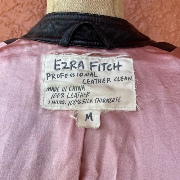 EZRA FITCH By Abercrombie &amp; Fitch Moto Brown Leather Jacket Brown Medium