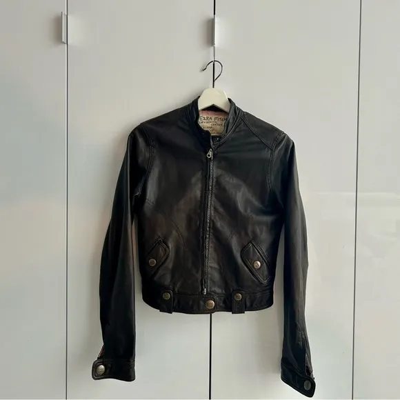 EZRA FITCH By Abercrombie &amp; Fitch Moto Brown Leather Jacket Brown Medium