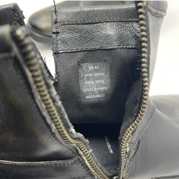 Fabio De Luca Men’s Motorcycle Leather Boots Side Zip Black Distressed Sz 8.5
