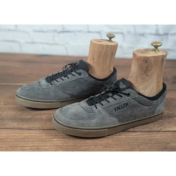Fallen Skateboarding Shoes Suede Low Top Sneakers Casual Gray Size 10