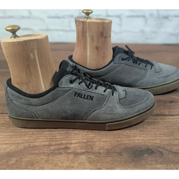Fallen Skateboarding Shoes Suede Low Top Sneakers Casual Gray Size 10