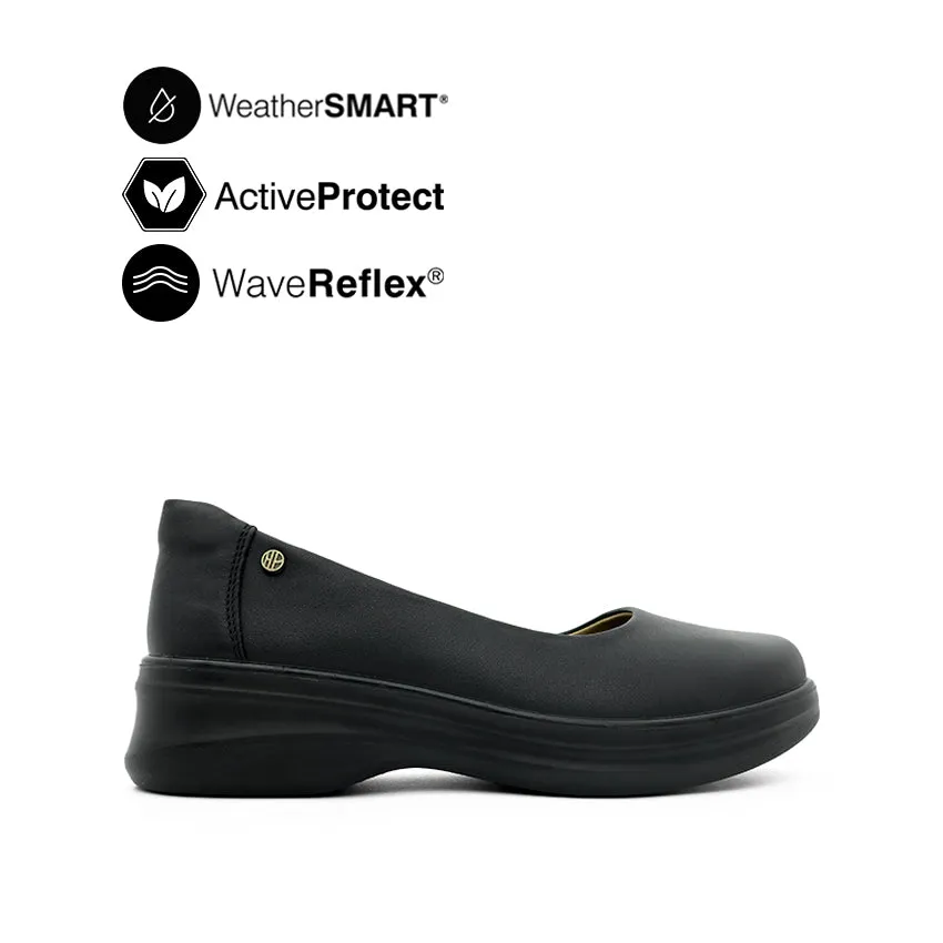Fanni Slip On Women's Shoes - Black Leather Waterproof