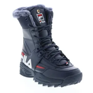 Fila Women's Disruptor Winter Faux Fur Boot Shoes Navy/Red/White Size 9
