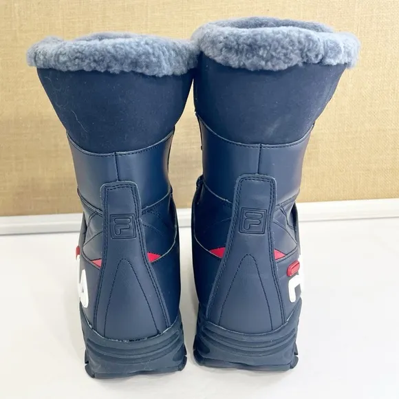 Fila Women's Disruptor Winter Faux Fur Boot Shoes Navy/Red/White Size 9