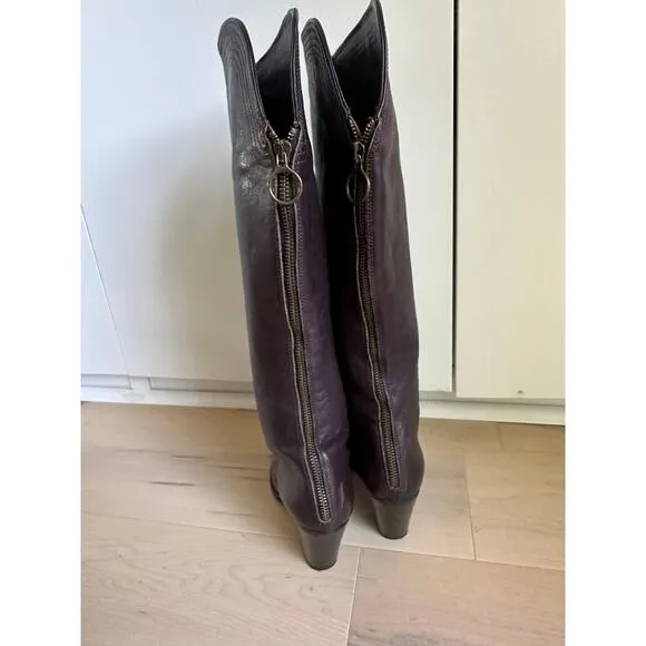 Fiorentini &amp; Baker Leather knee high boots brown Size 38/7.5 Witchy Whimsy Goth