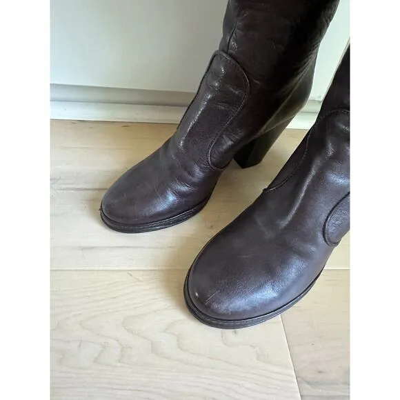 Fiorentini &amp; Baker Leather knee high boots brown Size 38/7.5 Witchy Whimsy Goth