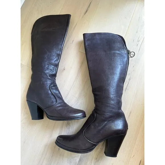 Fiorentini &amp; Baker Leather knee high boots brown Size 38/7.5 Witchy Whimsy Goth