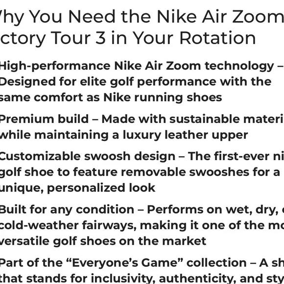 FJ2241-101 13 &amp; 14 Nike Eastside Golf x Air Zoom Victory Tour 3 NRG Golf No Box