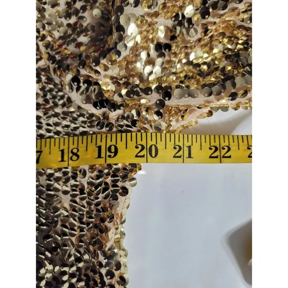 FLAWLESS Talk Sweetly To Me D Women's Gold Sequin Dress Low Back Size Large