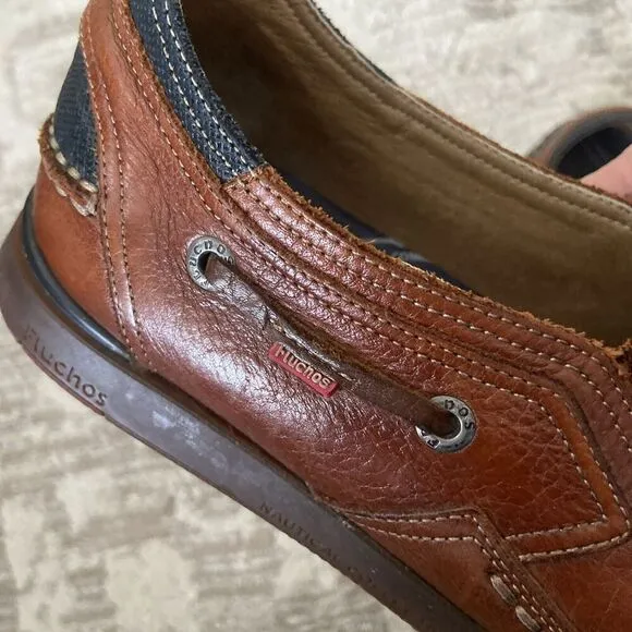 Fluchos Men Shoes 12 Mariner Moccasins Cognac Leather Flexible Comfort