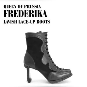 Fluevog LIKE NEW Queen of Prussia Frederika Black Lace-Up Boots - 9.5