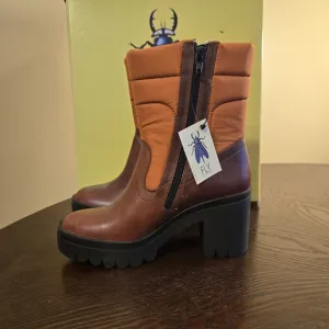 FLY LONDON TYKE661FLY BRICK /ORANGE PLATFORM BOOTS SIZE 36 US 5.5