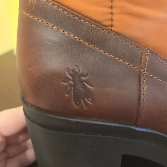 FLY LONDON TYKE661FLY BRICK /ORANGE PLATFORM BOOTS SIZE 36 US 5.5