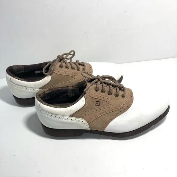 FOOTJOY Golf  Saddle Shoes White Tan Brown Womens 6.5 M