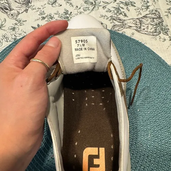 FootJoy Men's White and Brown Golf Shoes