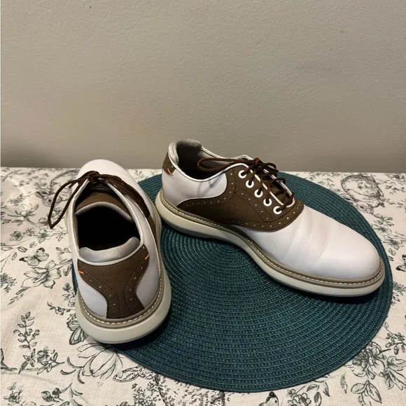FootJoy Men's White and Brown Golf Shoes