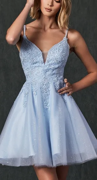 formal dress, silver, burgundy, blue, lilac short lace up back dress