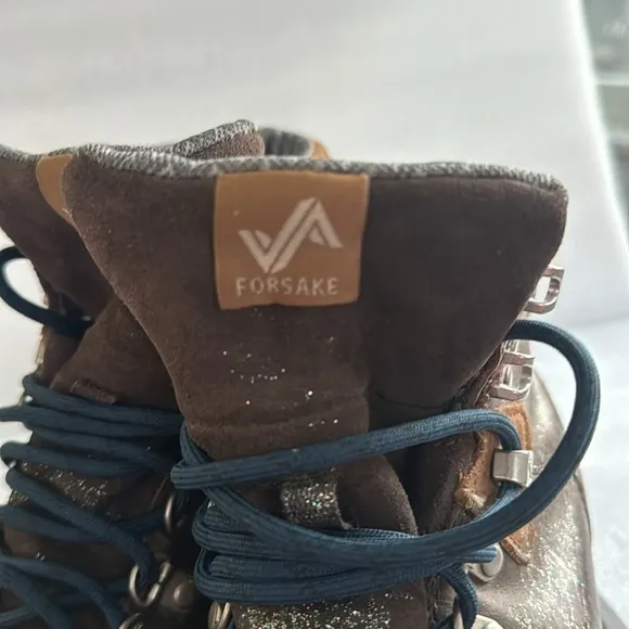 Forsake Hiking Shoe Boot Women’s 10 Brown Leather Glitter Overlay
