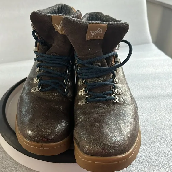 Forsake Hiking Shoe Boot Women’s 10 Brown Leather Glitter Overlay