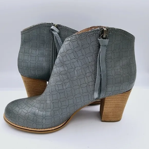 Fossil Leather Ankle Boots Blue-ish Teal