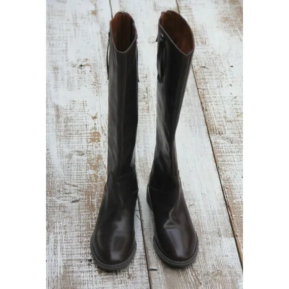 FRANCO SARTO Becky BROWN Weathered Leather WIDE CALF Boots Women's 6.5 NEW