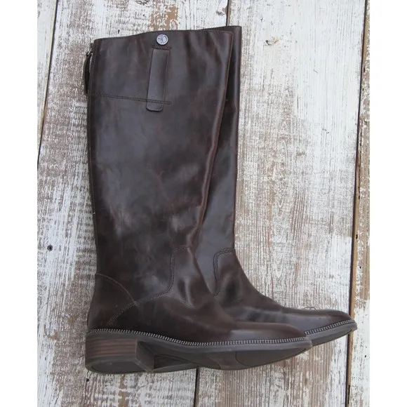 FRANCO SARTO Becky BROWN Weathered Leather WIDE CALF Boots Women's 6.5 NEW