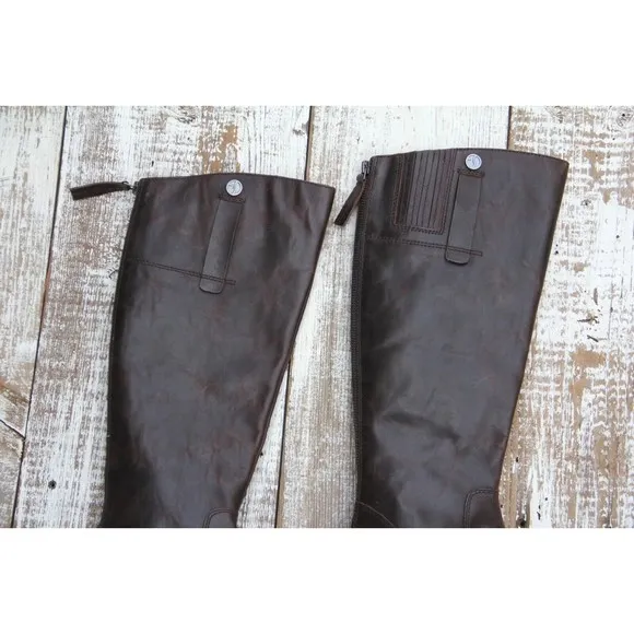 FRANCO SARTO Becky BROWN Weathered Leather WIDE CALF Boots Women's 6.5 NEW