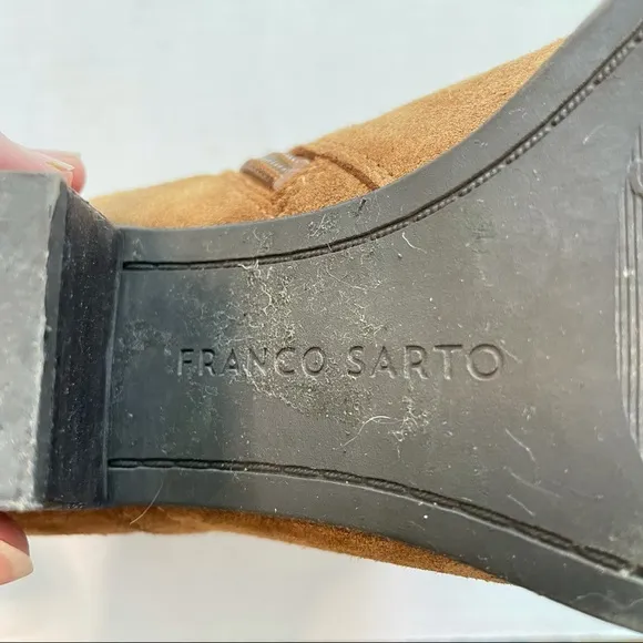 Franco Sarto Domino Suede Brown Tan Ankle Boots Size 6.5