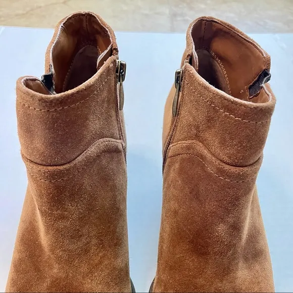 Franco Sarto Domino Suede Brown Tan Ankle Boots Size 6.5