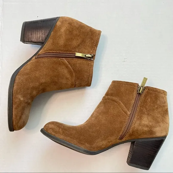 Franco Sarto Domino Suede Brown Tan Ankle Boots Size 6.5