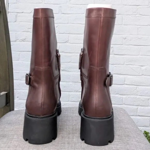 Franco Sarto Womens Elle Zipper Leather Motorcycle Boots 7407l1200 SZ 10 NIB