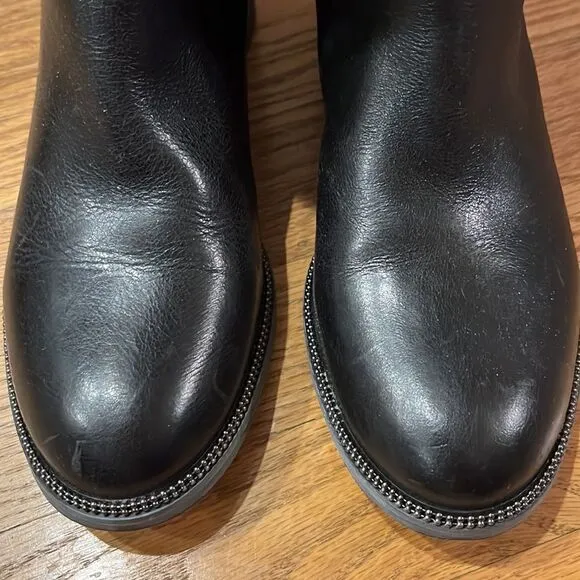 Franco Sarto Women’s Black Rounded Toe Becky Wide Calf Knee High Boots- Size 6M