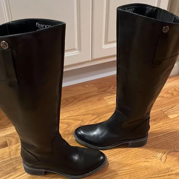 Franco Sarto Women’s Black Rounded Toe Becky Wide Calf Knee High Boots- Size 6M