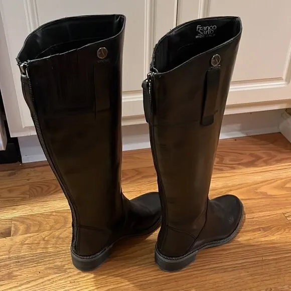 Franco Sarto Women’s Black Rounded Toe Becky Wide Calf Knee High Boots- Size 6M