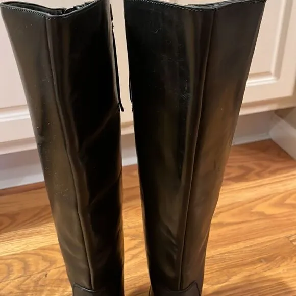 Franco Sarto Women’s Black Rounded Toe Becky Wide Calf Knee High Boots- Size 6M