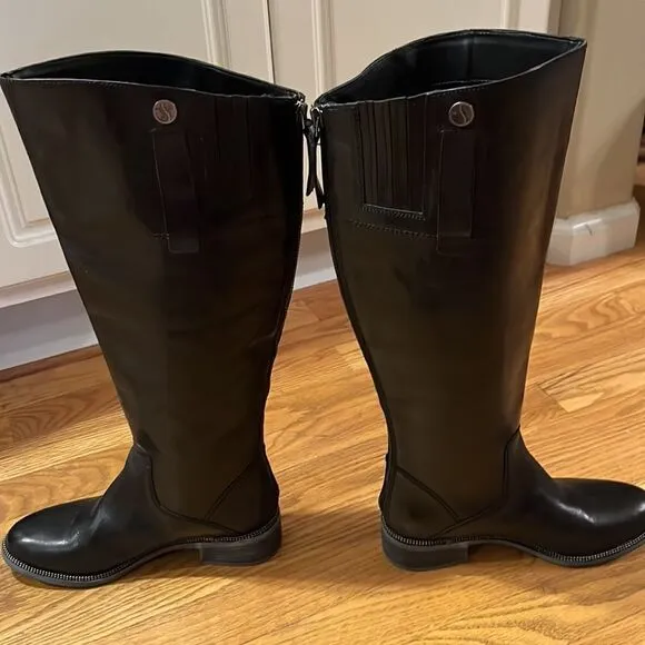 Franco Sarto Women’s Black Rounded Toe Becky Wide Calf Knee High Boots- Size 6M