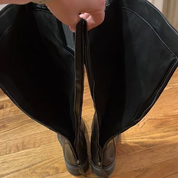 Franco Sarto Women’s Black Rounded Toe Becky Wide Calf Knee High Boots- Size 6M