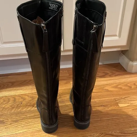 Franco Sarto Women’s Black Rounded Toe Becky Wide Calf Knee High Boots- Size 6M