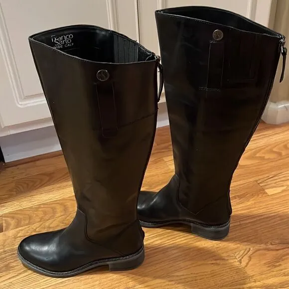 Franco Sarto Women’s Black Rounded Toe Becky Wide Calf Knee High Boots- Size 6M